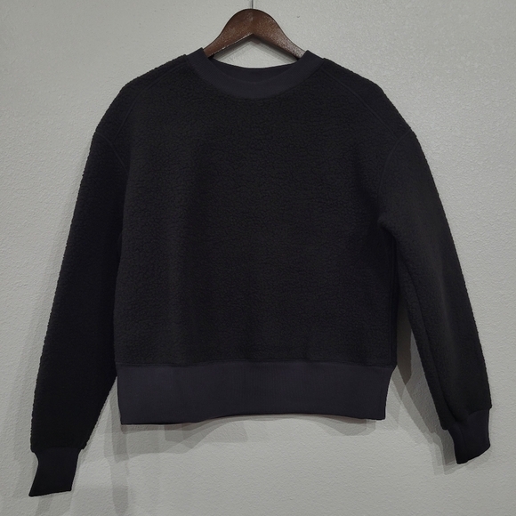 EVERLANE Sweater Womens Size 7 Black Color Fleece Overside Crew NEW - Picture 5 of 7
